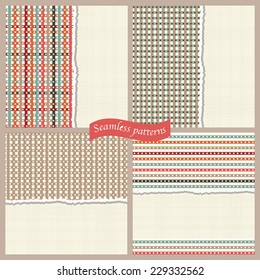 collection of postcards with colored stripes and polka dots