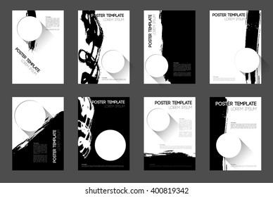 collection of poster templates design in black and white colors