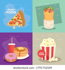colección de afiches del diseño de la deliciosa ilustración rápida vectorial