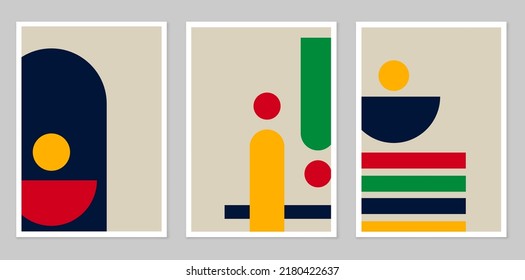 Colección de afiches. Estilo minimalista. Con un diseño moderno de estilo boho. Cubismo. Composición de cifras simples. Diseño para dibujar, logotipo, carteles, invitaciones, tarjetas de felicitación. Abstracción.