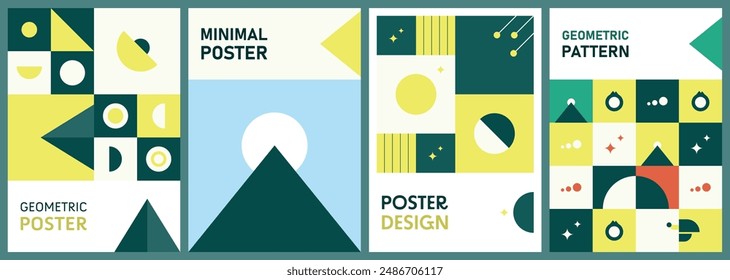 Una colección de carteles con varias Formas geométricas. Diseño de Vector Abstractas.