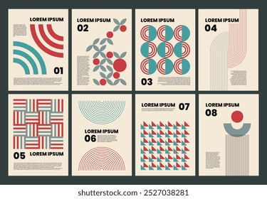 A collection of postmodern artworks featuring bold geometric shapes, ideal for web, print and poster