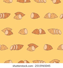 Collection of Potato Vector Seamless Pattern illustration for Print, Wallpaper, Decoration.