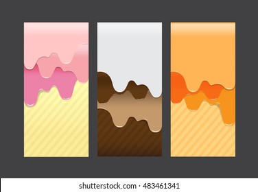 Collection of pouring sweet cream abstract background vector illustration eps10