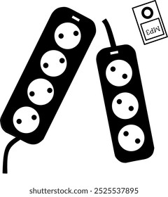 Collection of power source socket icons. Electric cable sign. Element of electricity symbol. Vector illustration, white background