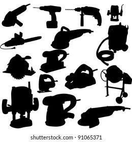 collection of power tool vector vector silhouette