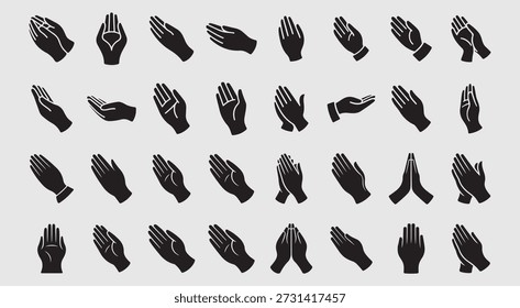 Coleção de ilustração vetorial de silhueta de mãos orantes