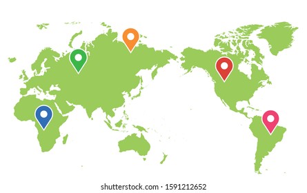 Collection of precise world maps and colorful markers