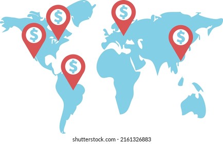 Collection of precise world maps 
 foreign financial investment with a white background vector