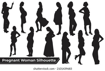 Collection of Pregnant Woman Silhouette vector