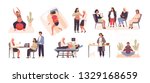 Collection of pregnant woman visiting doctor or physician, performing yoga or gymnastic exercise, cooking, sleeping, meditating. Happy pregnancy set. Vector illustration in flat cartoon style.