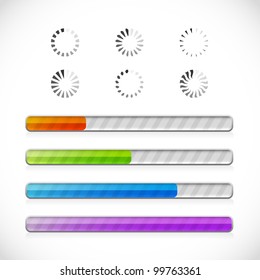 Collection of preloaders and progress loading bars. Vector illustration