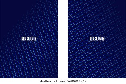 Coleção de projetos de fundo premium definido com 3D azul escuro motivo de luxo. Modelo horizontal vetorial, para banner comercial digital, convite, voucher de luxo, vale-presente, etc.
