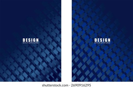 Coleção de projetos de fundo premium definido com 3D azul escuro motivo de luxo. Modelo horizontal vetorial, para banner comercial digital, convite, voucher de luxo, vale-presente, etc.