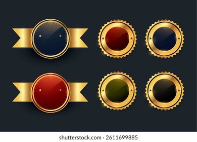 collection of premium circular badge label symbol design vector