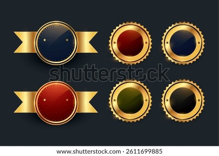 collection of premium circular badge label symbol design vector