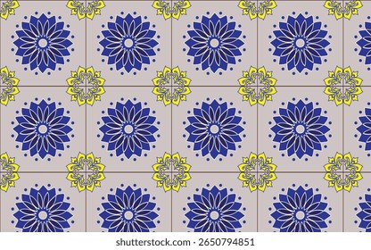 Coleção de Azulejo de flores premium. Padrões coloridos sem emenda no estilo azulejo. Azulejo coleção oriental texturas sem costura. Portugal espanhol cerâmica. Vetor