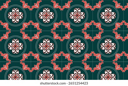 Coleção de Azulejo de flores premium. Padrões coloridos sem emenda no estilo azulejo. Azulejo coleção oriental texturas sem costura. Portugal espanhol cerâmica. Vetor