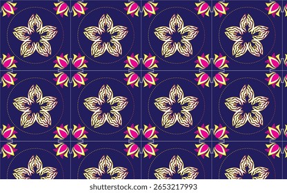 Coleção de Azulejo de flores premium. Padrões coloridos sem emenda no estilo azulejo. Azulejo coleção oriental texturas sem costura. Portugal espanhol cerâmica. Vetor