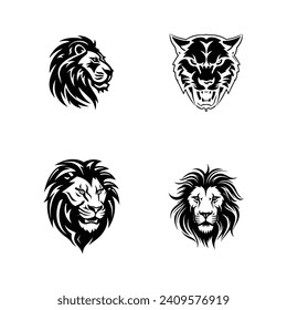 collection of premium lion head logo illustration