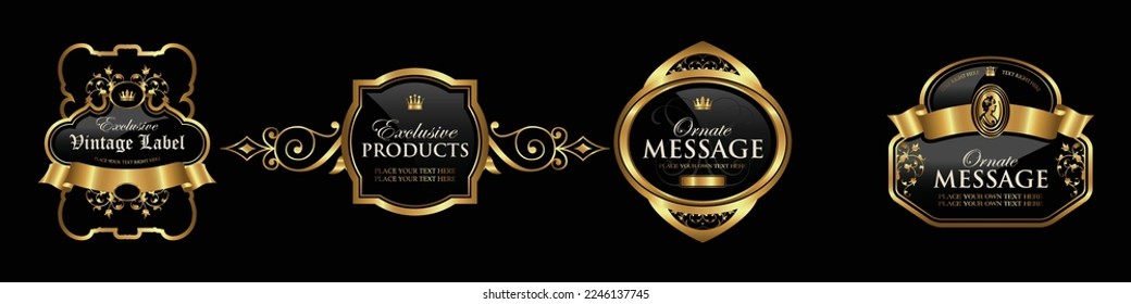 Collection of premium quality badges and guarantee labels with retro vintage styled design. Set of modern flat symbols