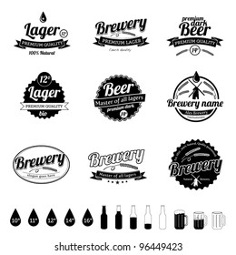 Collection of premium quality Beer and Brewery Labels in vintage design style.