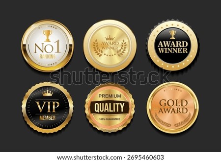 Collection of premium quality and customer satisfaction warranty guaranteed golden badges and emblem 