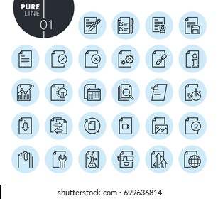 Collection of premium quality document editing and file formatting line icons. Outline concepts for web and app design and development. Modern vector illustration of thin line web symbols.   