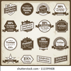 Collection of Premium Quality and Guarantee Labels with retro vintage styled design