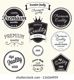 Collection of Premium Quality and Guarantee Labels with retro vintage styled design