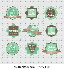 Collection of Premium Quality and Guarantee Labels with retro vintage styled design
