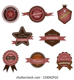 Collection of Premium Quality and Guarantee Labels with retro vintage styled design