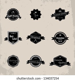 Collection of Premium Quality and Guarantee Labels with retro vintage styled design