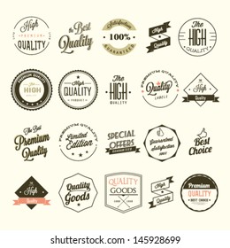 Collection of premium quality and guarantee labels