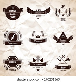 Collection of Premium Quality and Guarantee Labels. Vector illustration. 