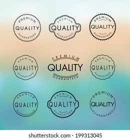 Collection of Premium Quality and Guarantee Labels with retro vintage styled design