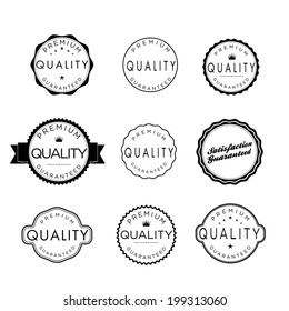 Collection of Premium Quality and Guarantee Labels with retro vintage styled design 