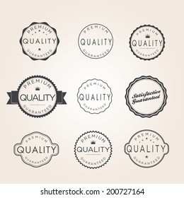 Collection of Premium Quality and Guarantee Labels with retro vintage styled design 