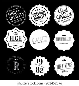 Collection of Premium Quality and Guarantee Labels with retro vintage styled design