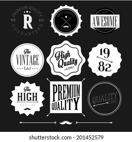 Collection of Premium Quality and Guarantee Labels with retro vintage styled design