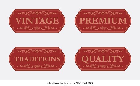 Collection of Premium Quality and Guarantee Labels with retro vintage style design