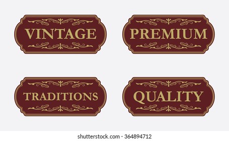 Collection of Premium Quality and Guarantee Labels with retro vintage style design
