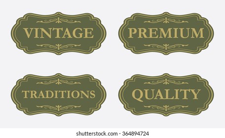 Collection of Premium Quality and Guarantee Labels with retro vintage style design