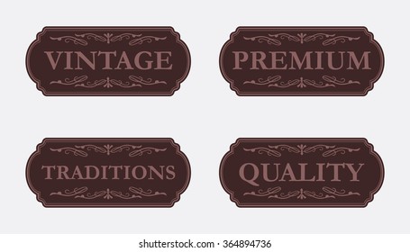 Collection of Premium Quality and Guarantee Labels with retro vintage style design