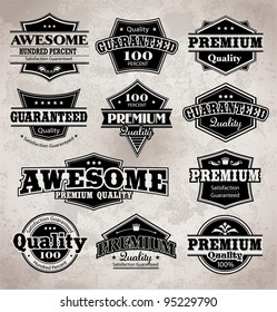 Collection of Premium Quality and Guarantee Labels with retro vintage styled design