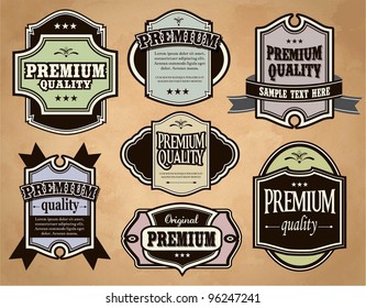 Collection of Premium Quality and Guarantee Labels with retro vintage styled design