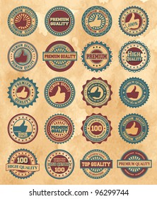 Colección de etiquetas de calidad y garantía premium con diseño retro de estilo vintage