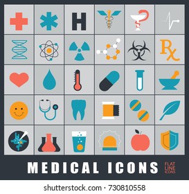 Collection of premium quality icons for medical care and protection. Premium quality icons set.