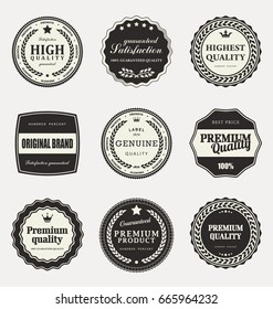 Collection of premium quality labels with retro vintage styled design