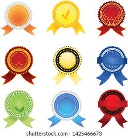 Collection of premium, quality tag labels. Star burst shaped badge with retro vintage styled design